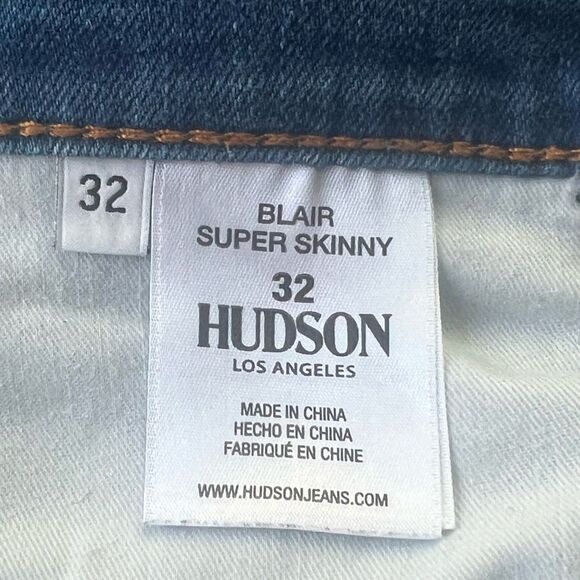 Hudson Women’s Blair Super Skinny High Rise Blue Denim Jeans Sz 32 - Picture 11 of 12